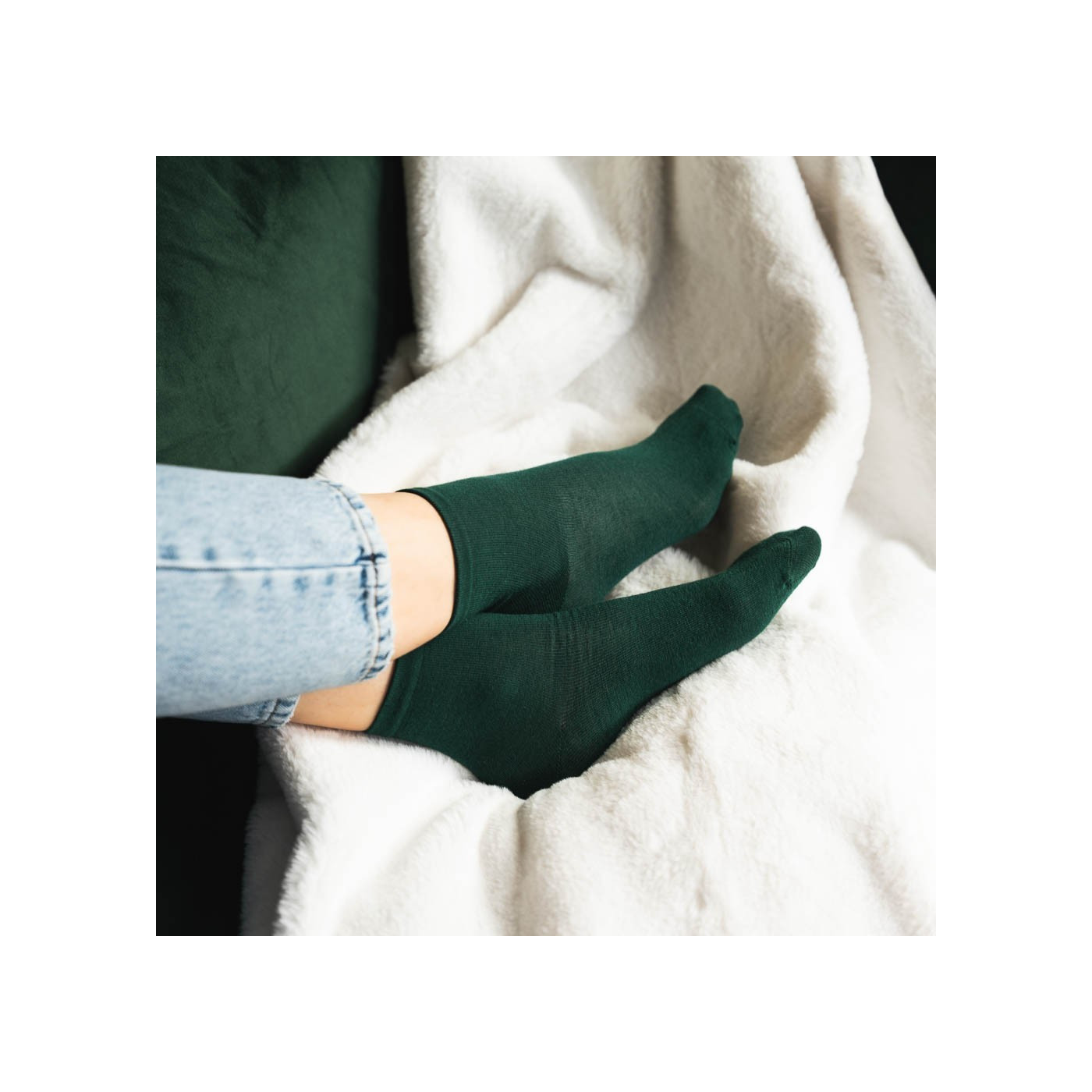Skarpetki MERINO WOOL z wełny merynosów dla kobiet w kolorze ZIELONYM