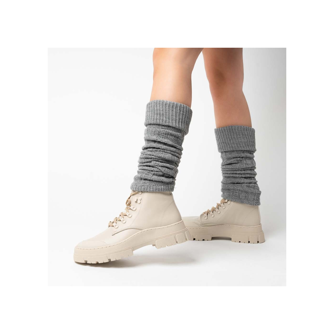 Wełniane getry na buty szare