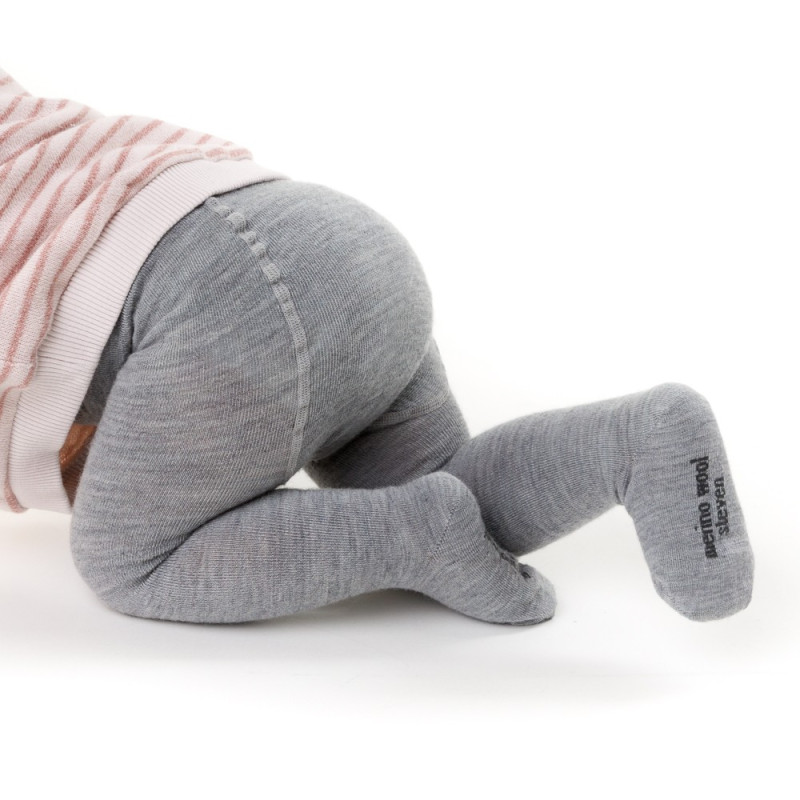 Rajstopki MERINO WOOL z wełny merynosów dla niemowlaków w kolorze SZARYM