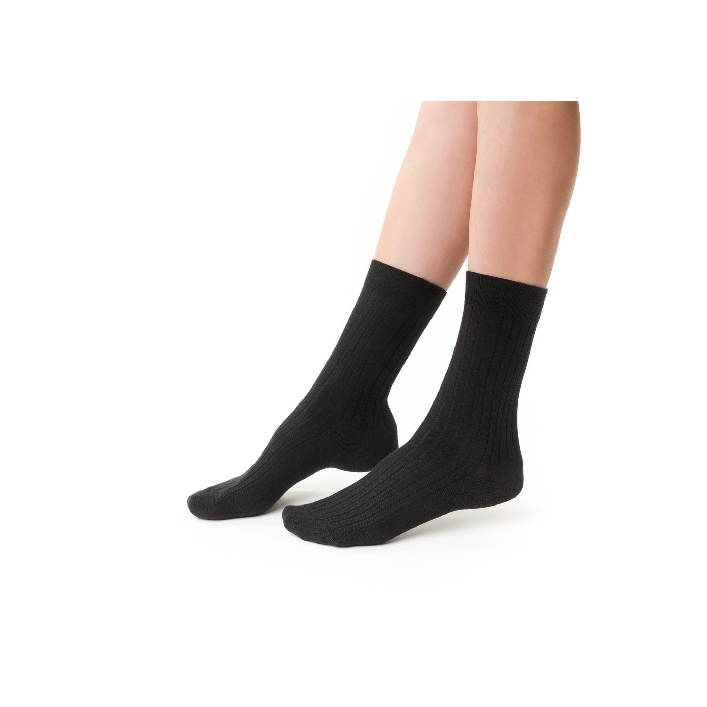 Ciepłe skarpetki MERINO WOOL z wełny merynosów bezuciskowe dla kobiet CZARNE