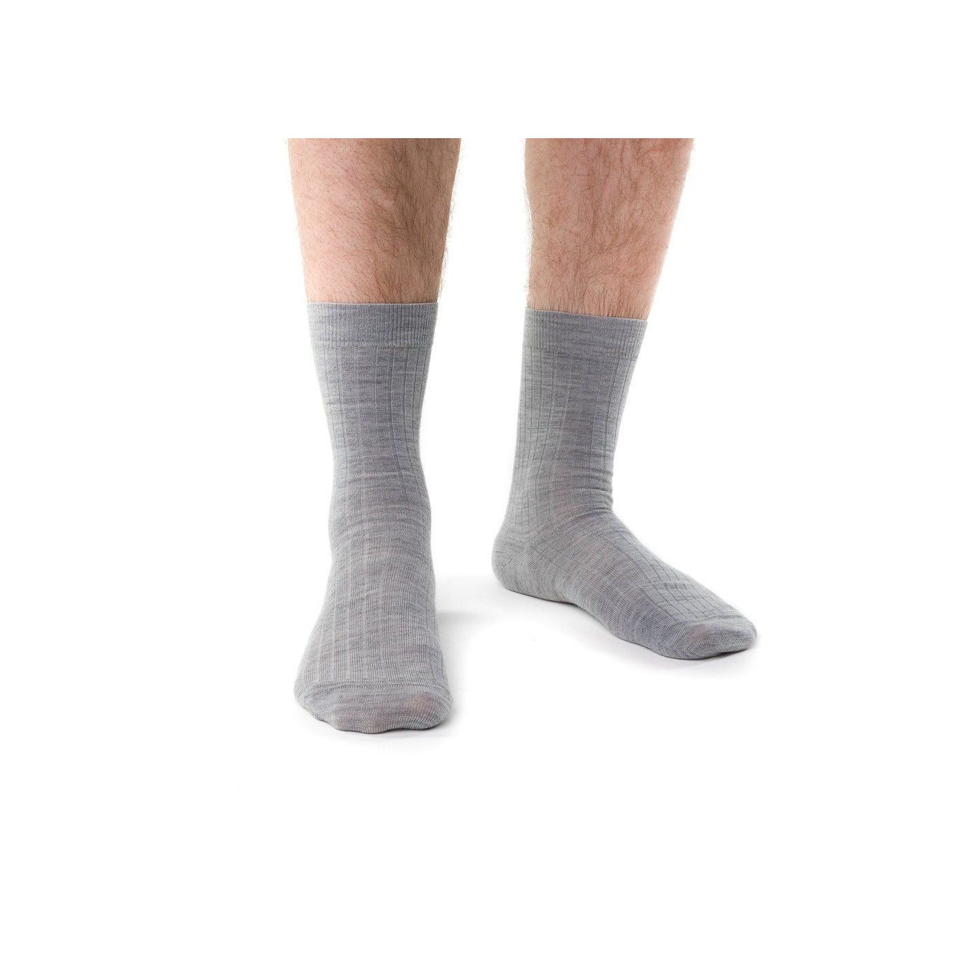 Skarpety MERINO WOOL z wełny merynosa prążkowane bezuciskowe dla mężczyzn SZARE