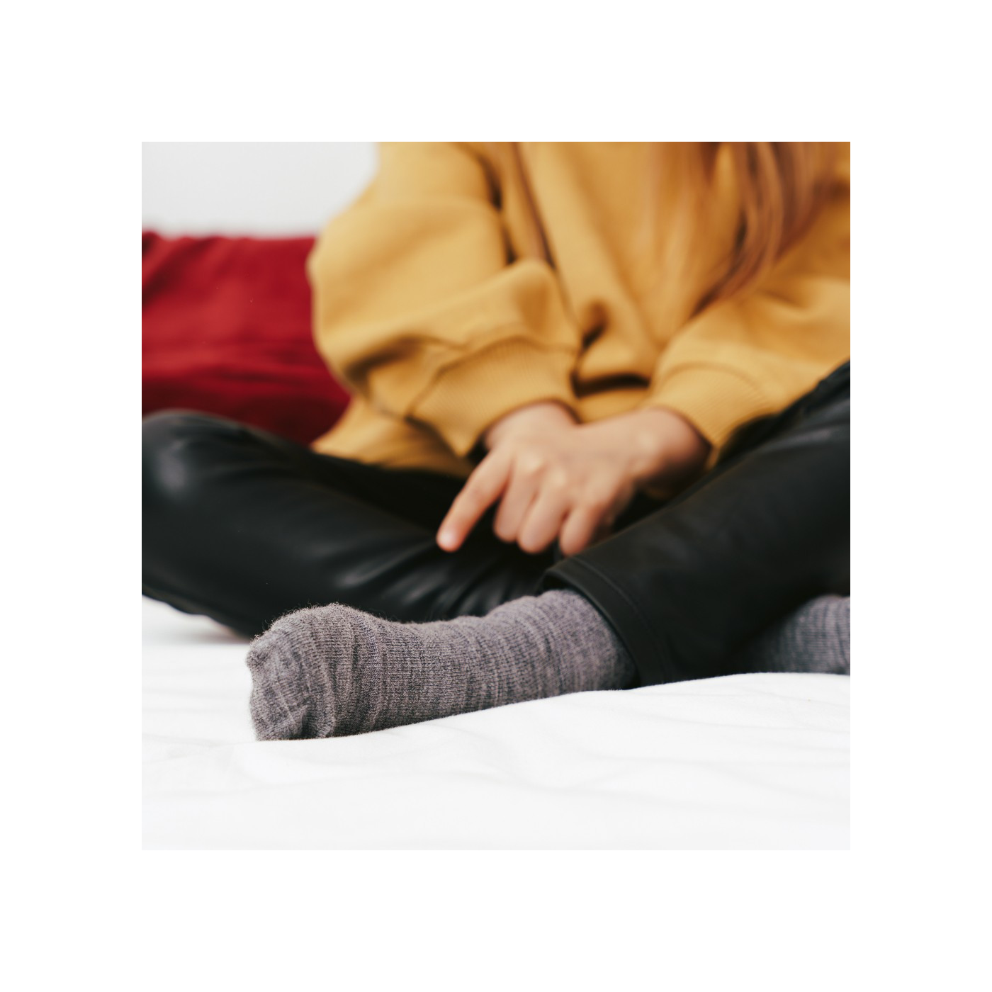 Skarpetki MERINO WOOL z wełny merynosa dla dzieci w kolorze CIEMNO SZARYM
