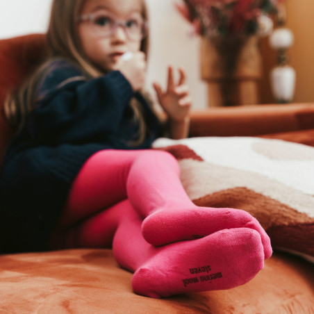 Rajstopki MERINO WOOL z wełny merynosów dla dzieci w kolorze RÓŻOWYM