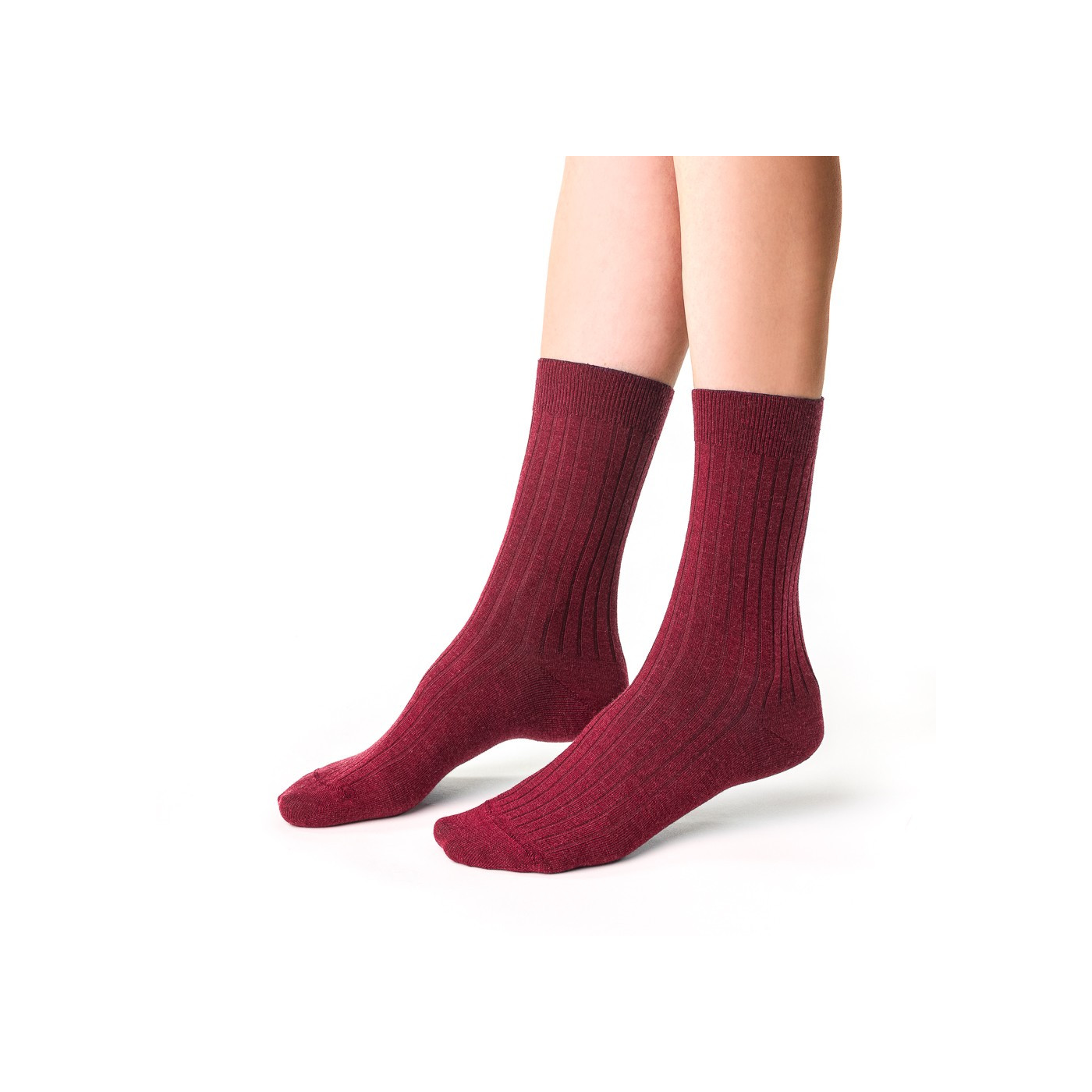 Skarpetki z wełny merynosów dla kobiet w kolorze - BORDOWYM - MERINO WOOL Skarpetki z wełny merynosów dla kobiet w kolorze - BORDOWYM - MERINO WOOL