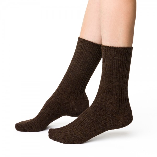 Skarpetki z wełną alpaki brązowe