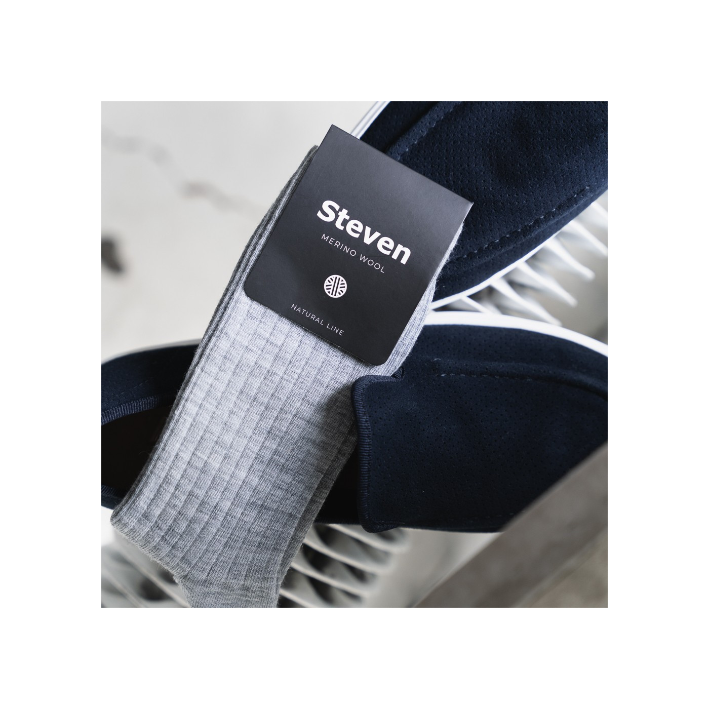 Skarpety MERINO WOOL z wełny merynosa prążkowane bezuciskowe dla mężczyzn SZARE