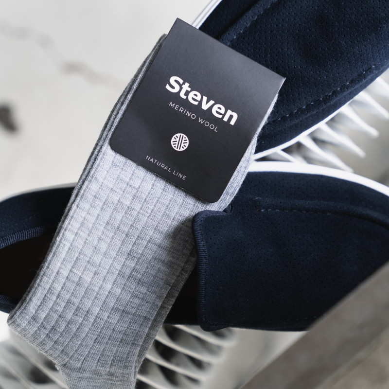 Skarpety MERINO WOOL z wełny merynosa prążkowane bezuciskowe dla mężczyzn SZARE