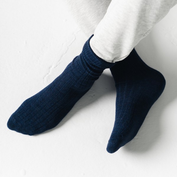 Skarpety z wełną alpaki granatowe