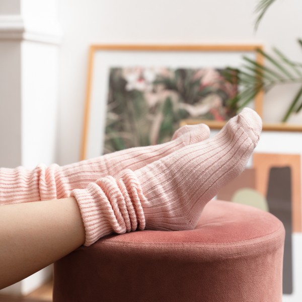 Skarpetki do spania jasnoróżowe