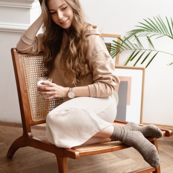 Skarpetki z wełną alpaki beżowe