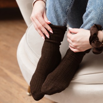 Skarpetki z wełną alpaki brązowe