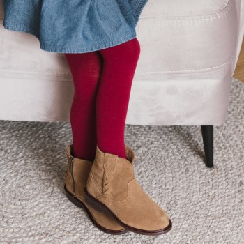 Rajstopki z wełny merynosów bordowe