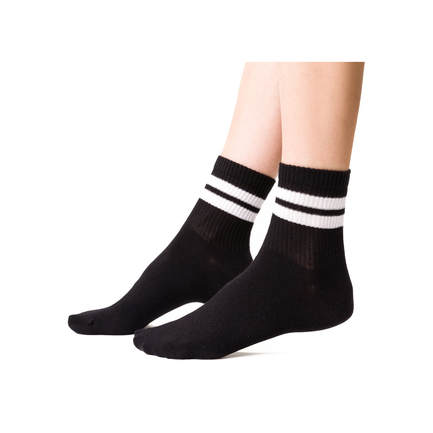 Czarne skarpetki z paskami sportowe