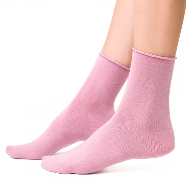 Skarpetki bambusowe bezuciskowe różowe