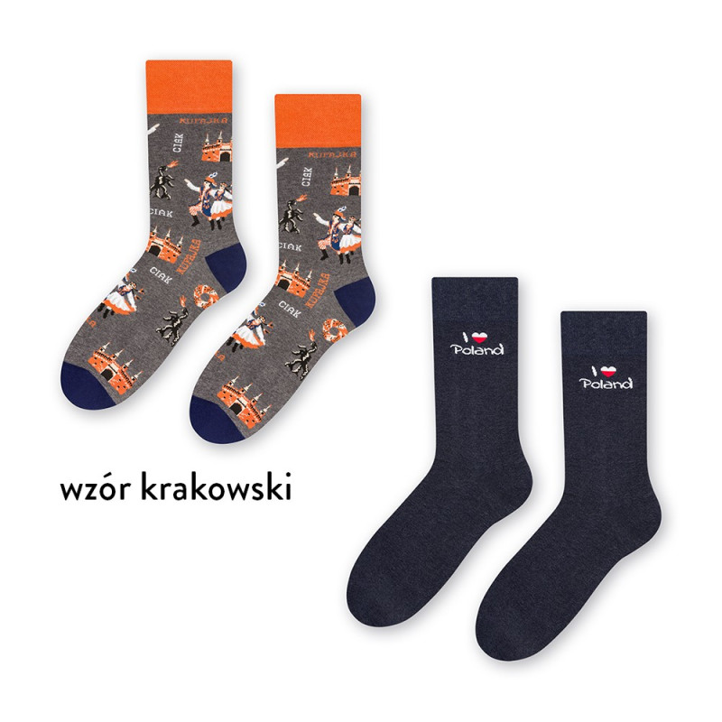 Zestaw pamiątkowy skarpet męskich ze wzorem krakowskim