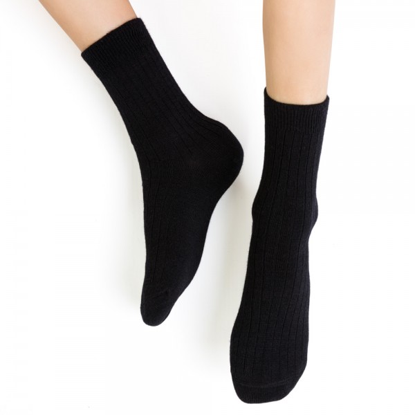 Skarpetki z wełny merynosów bezuciskowe w prązki czarne