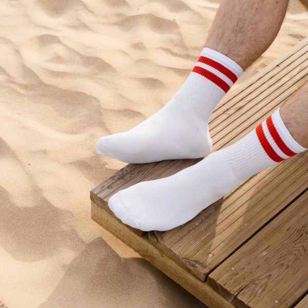 Skarpety sportowe białe z dwoma paskami