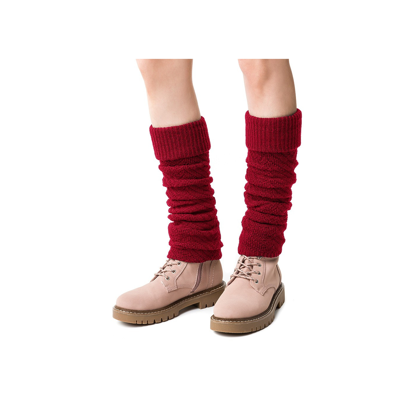 getry na buty w kolorze bordowym