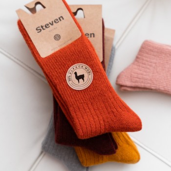 Skarpetki 50% wełna alpaka pomarańczowe