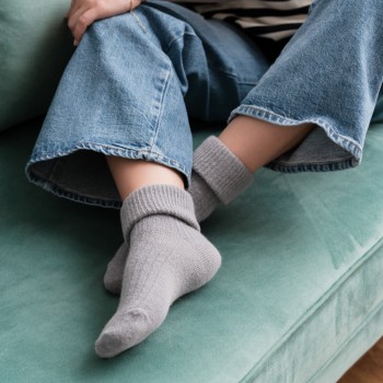 Skarpetki 50% wełna alpaka jasnoszare