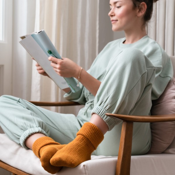 Skarpetki 50% wełna alpaka żółte