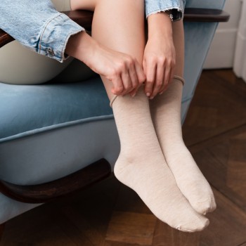 Skarpetki z kaszmirem beżowe