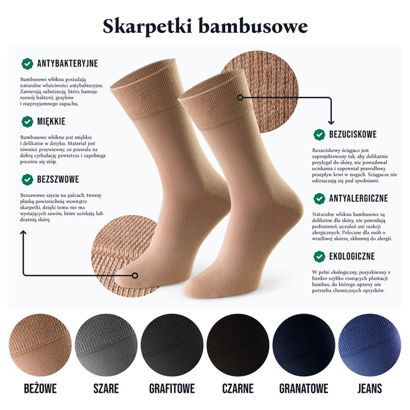 Skarpety bambusowe męskie grafitowe