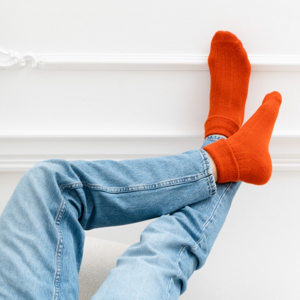 Skarpety 50% wełna alpaki pomarańczowe