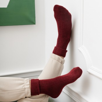 Skarpety 50% wełna alpaka bordowe