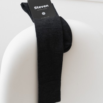 Podkolanówki z wełny merynosów grafitowe