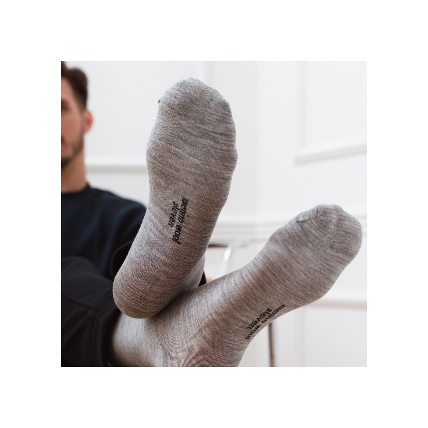 Skarpety MERINO WOOL z wełny merynosa dla mężczyzn w kolorze SZARYM