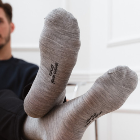 Skarpety MERINO WOOL z wełny merynosa dla mężczyzn w kolorze SZARYM