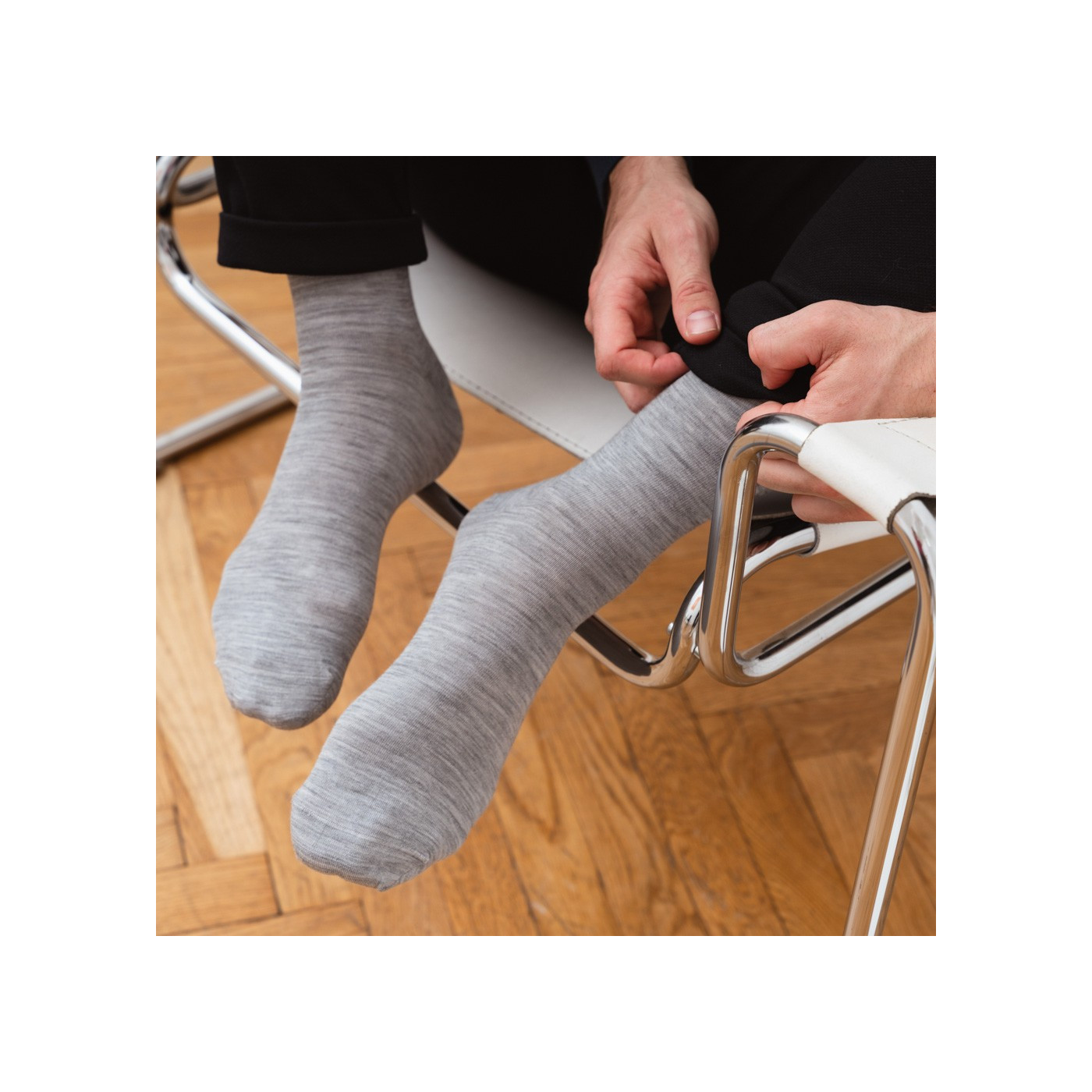 Skarpety MERINO WOOL z wełny merynosa dla mężczyzn w kolorze SZARYM
