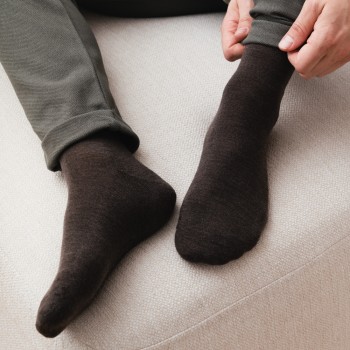 Skarpety półfrotte MERINO WOOL brązowe