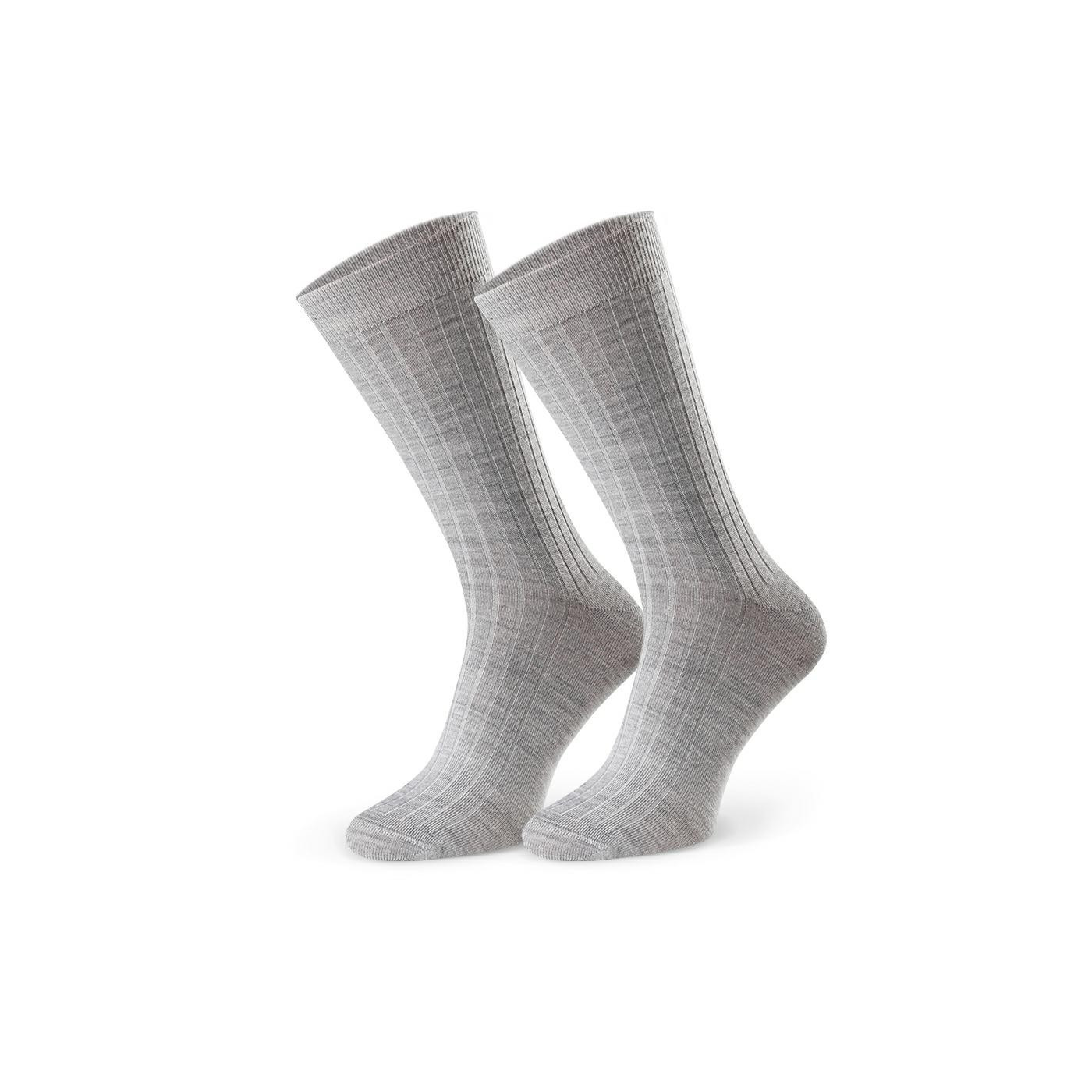 Skarpety MERINO WOOL z wełny merynosa prążkowane bezuciskowe dla mężczyzn SZARE