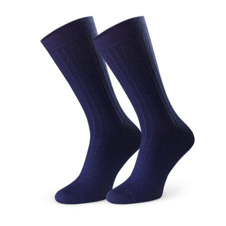 Skarpety MERINO WOOL z wełny merynosa prążkowane bezuciskowe dla mężczyzn GRANATOWE