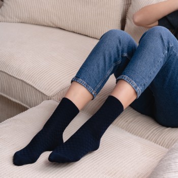 Skarpetki bambusowe bezuciskowe granatowe