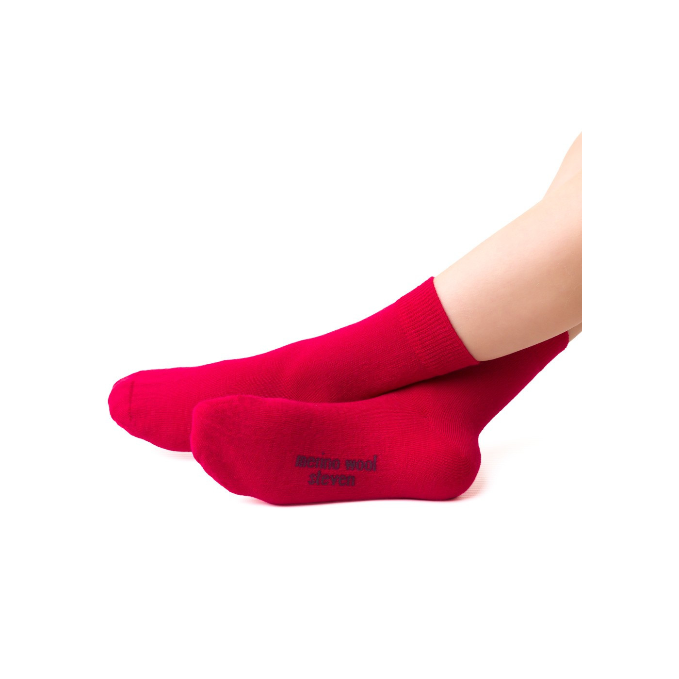 Skarpetki MERINO WOOL z wełny merynosa dla dzieci w kolorze CZERWONYM