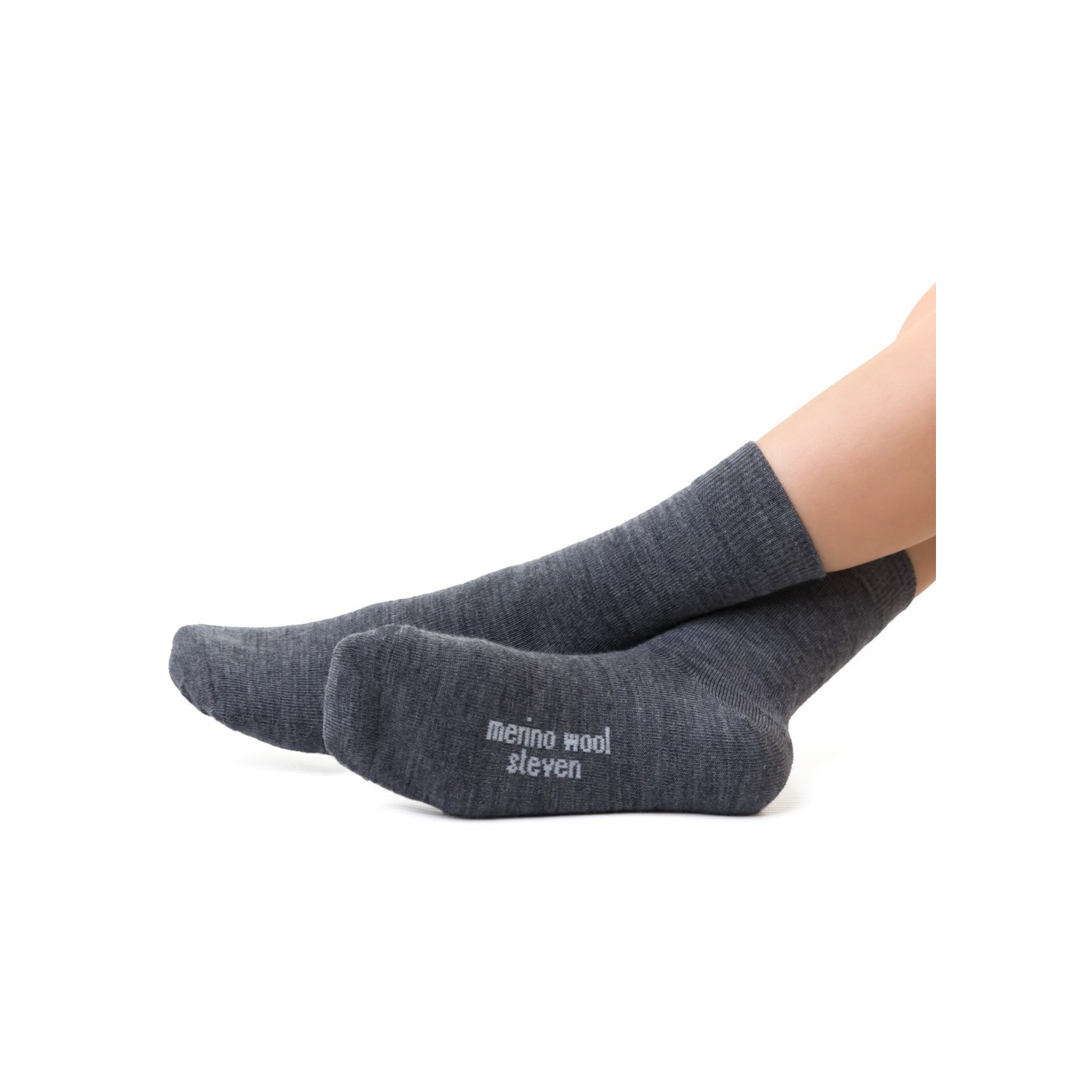 Skarpetki MERINO WOOL z wełny merynosa dla dzieci w kolorze CIEMNO SZARYM