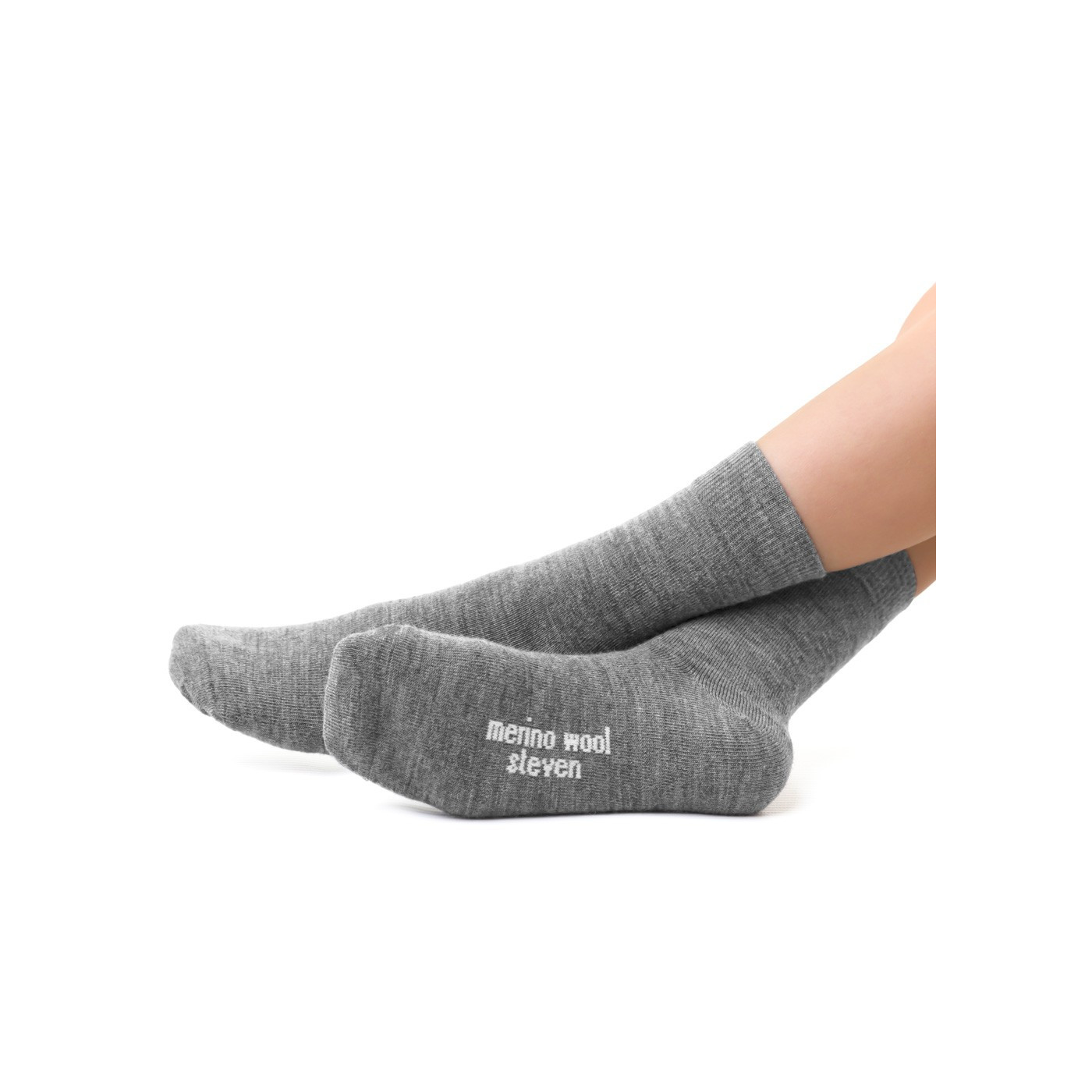 Skarpetki MERINO WOOL z wełny merynosa dla dzieci w kolorze JASNO SZARYM
