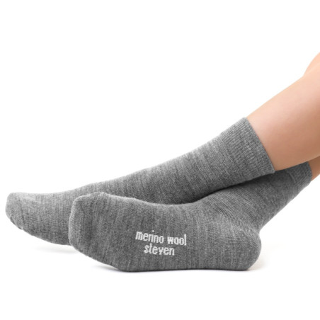 Skarpetki MERINO WOOL z wełny merynosa dla dzieci w kolorze JASNO SZARYM