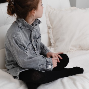 Rajstopki z wełny merynosów czarne