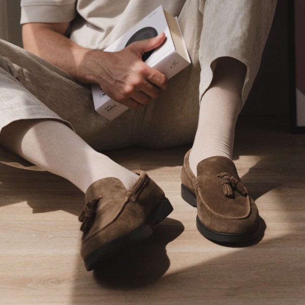 Cienkie skarpety męskie beżowe