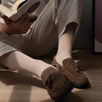 Cienkie skarpety męskie beżowe