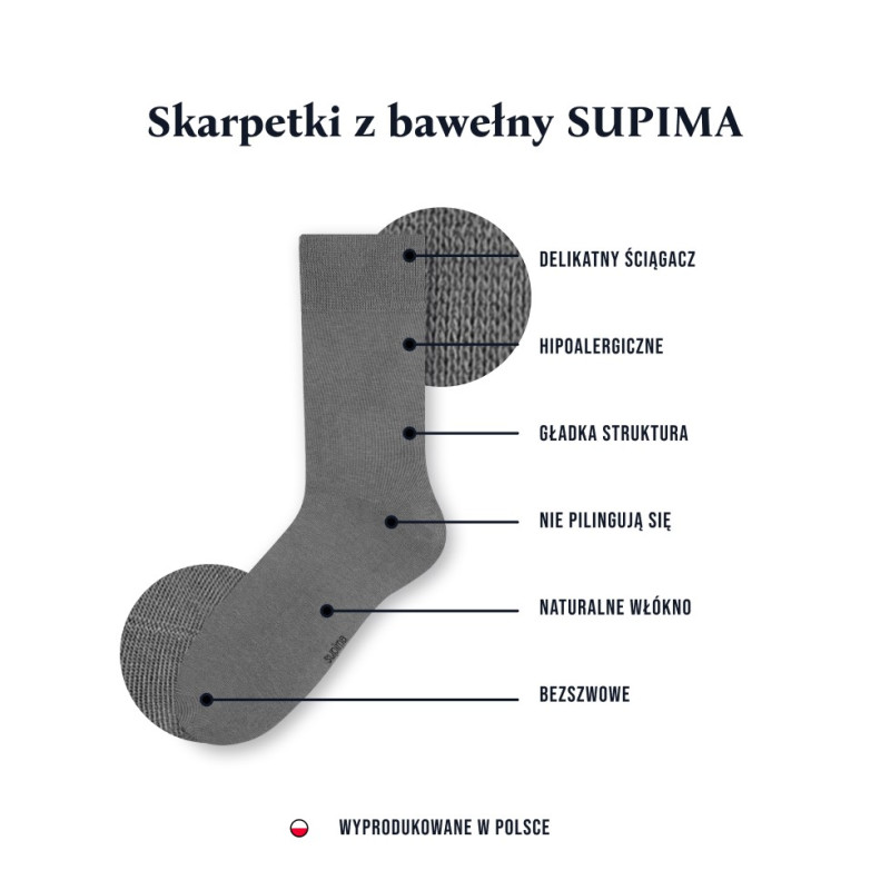 Skarpety męskie z bardzo trwałej bawełny SUPIMA czarne