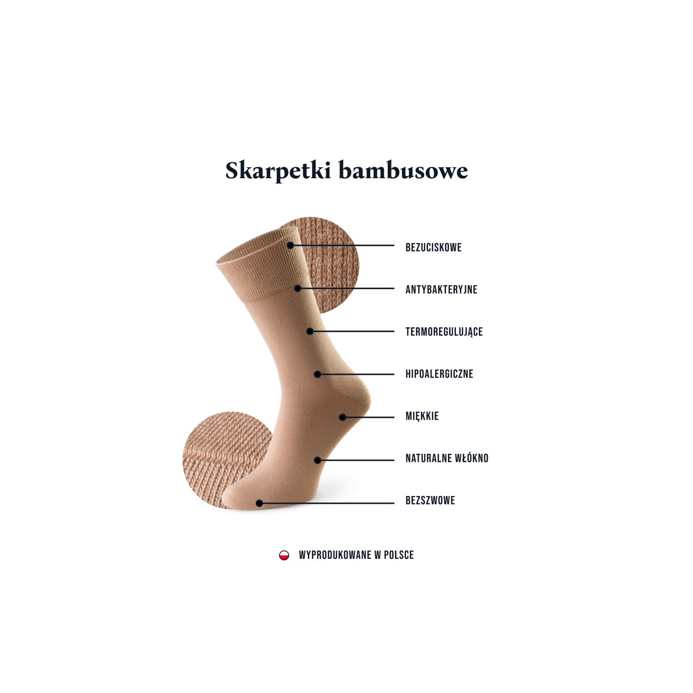 Bezszwowe i bezuciskowe skarpety bambusowe męskie