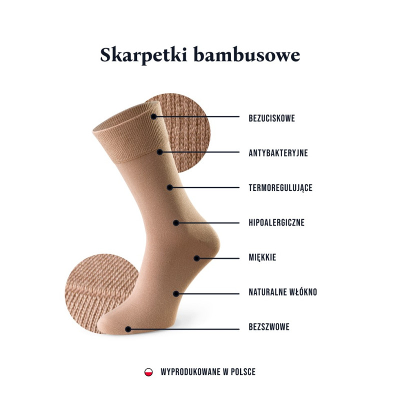 Bezszwowe i bezuciskowe skarpety bambusowe męskie