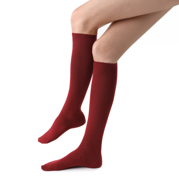 Podkolanówki bawełniane bordowe