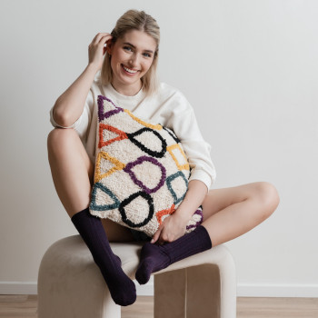 Skarpetki bezuciskowe z wełny merynosów fioletowe