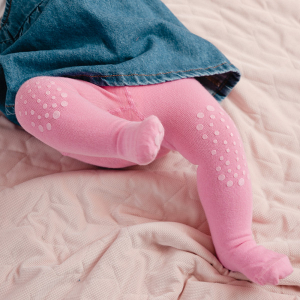 Rajstopki z antypoślizgowe różowe